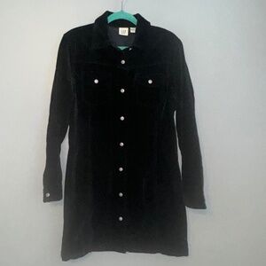 Vintage 90's Gap Brushed Velvet Velour Button Front Shirt Dress Size 12